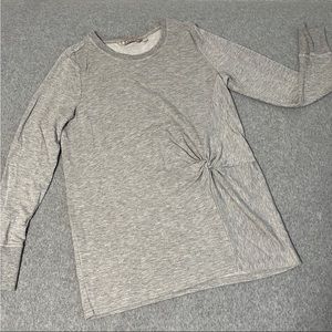 Athleta Top Shirt Womens Small Yoga Athleisure Athletic Twist Longsleeve Gray